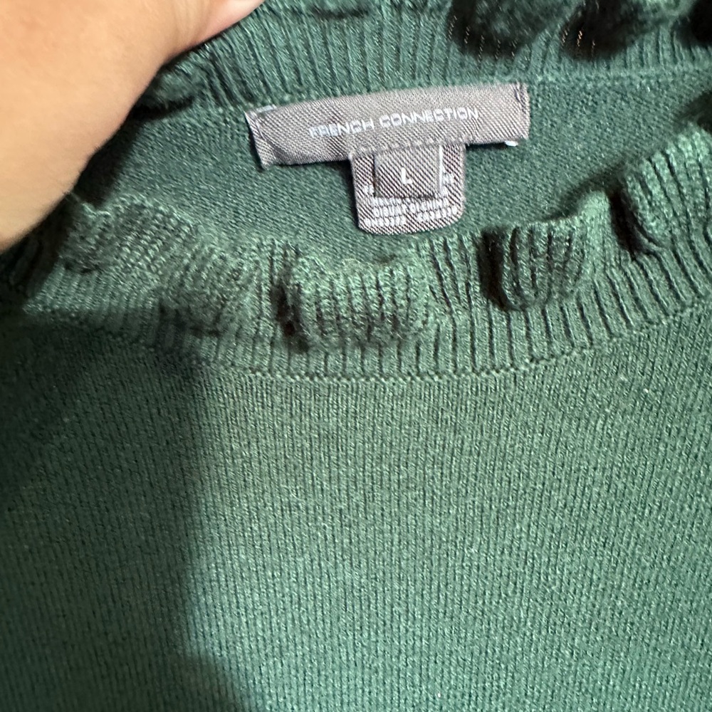 80-Green Ruffled Women's Sweater - Picture 5 of 7